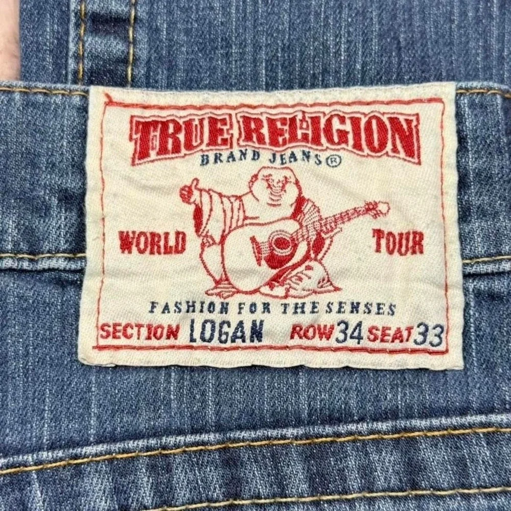 True Religion World Tour Logan Jeans Baggy Straight USA Mens 34x33 Y2K